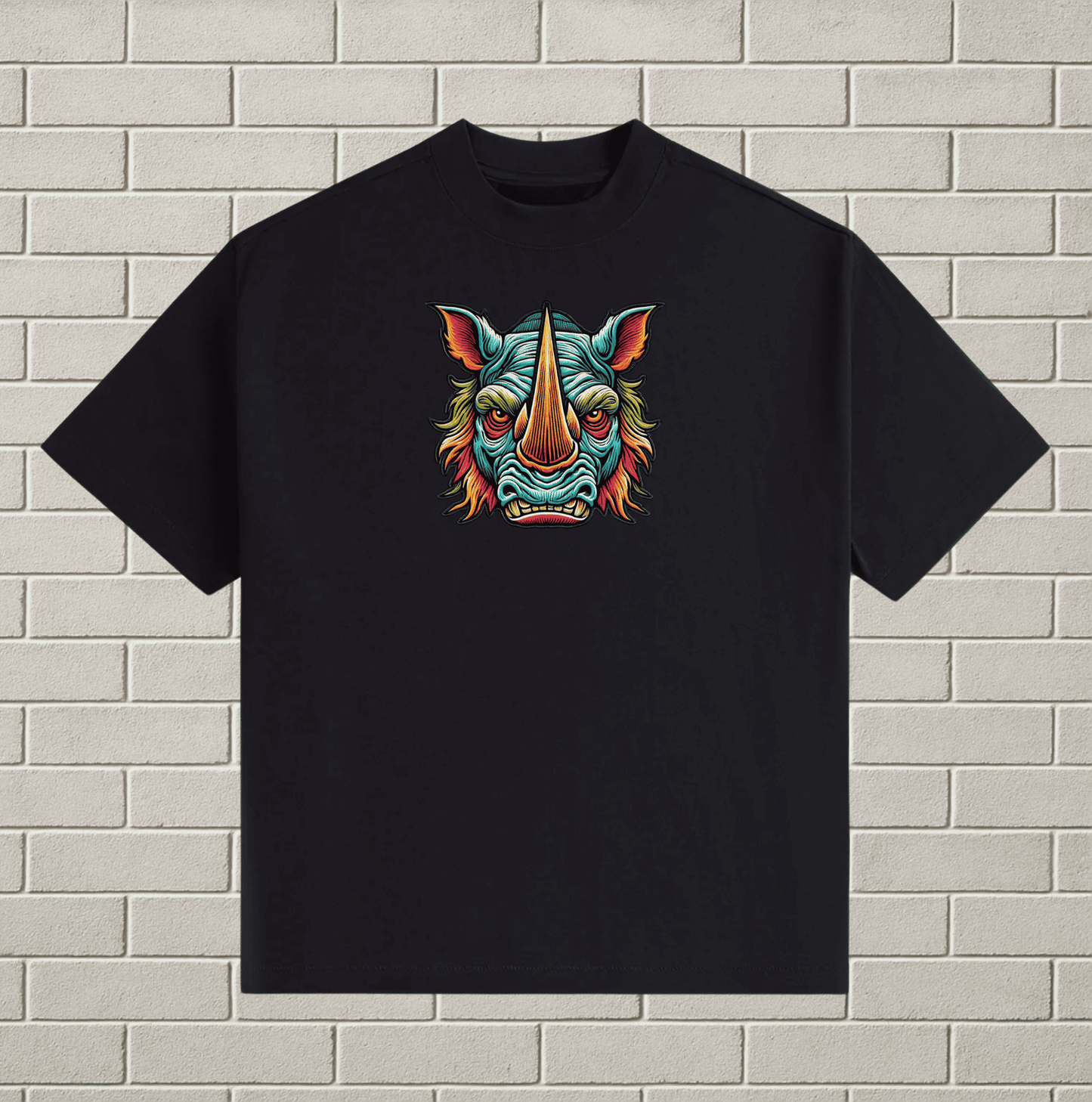 Onyx Rhino Embroidered Tee