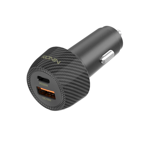RONIN R-2505 NOS dual-USB car charger Black right view