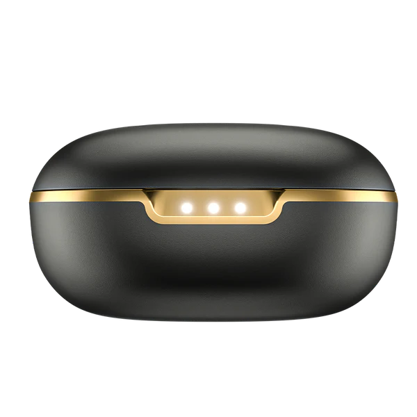 RONIN Eclipse earbuds in Jet Black and Gold - case closed