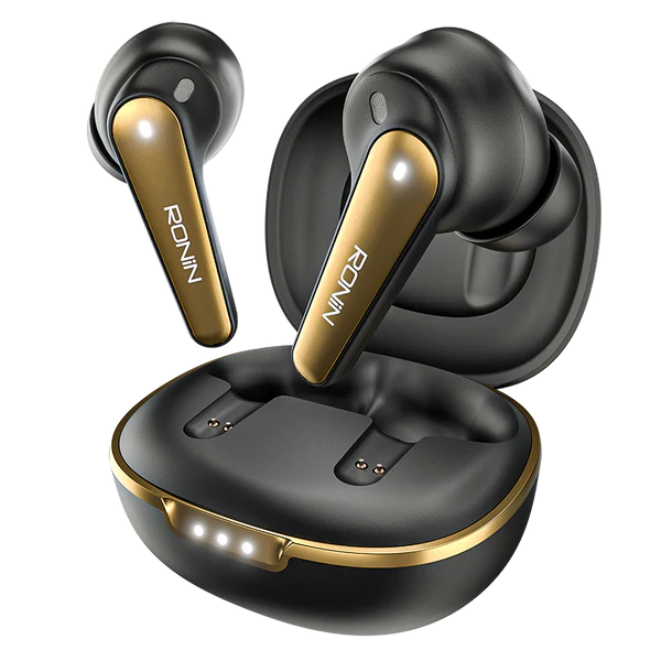 RONIN Eclipse earbuds in Jet Black and Gold - earbuds view