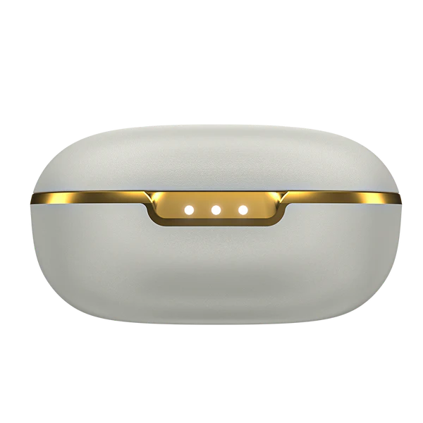 RONIN Eclipse earbuds in Snow White and Gold - case closed