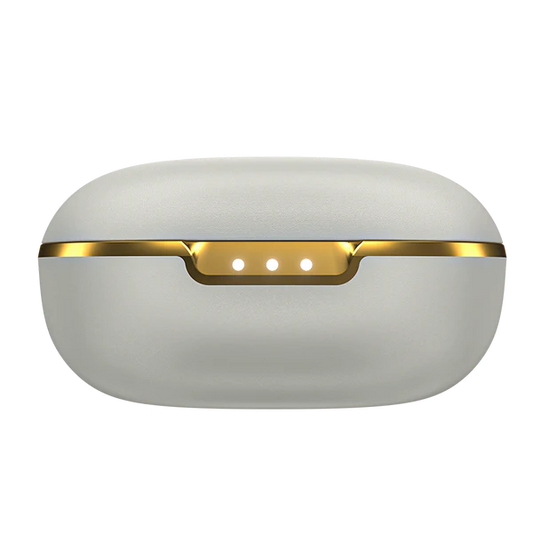 RONIN Eclipse earbuds in Snow White and Gold - case closed