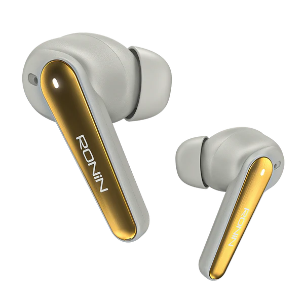 RONIN Eclipse earbuds in Snow White and Gold - earbuds