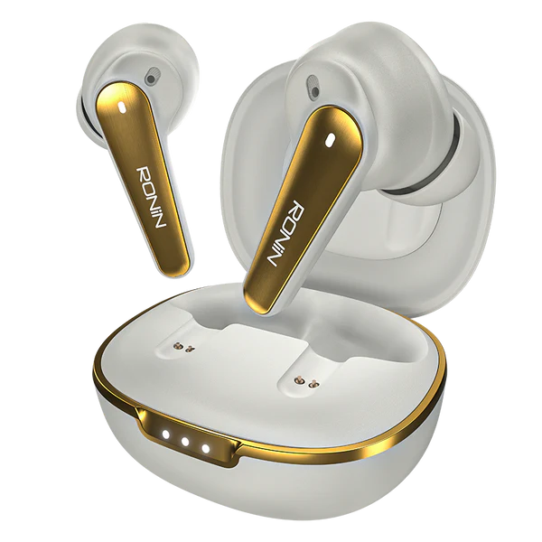 RONIN Eclipse earbuds in Snow White  and Gold - earbuds view
