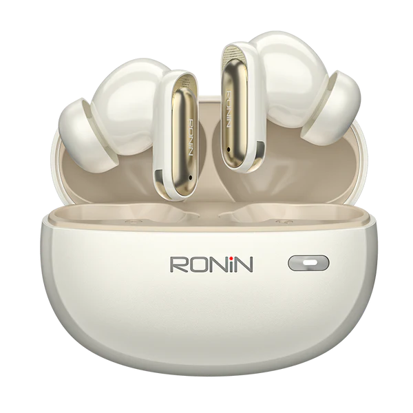 RONIN Eminence earbuds with Hybrid ANC Beige front view