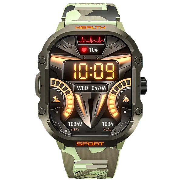 RONIN R-013 Rugged smartwatch Green dial view