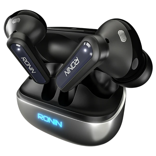 RONIN Vox earbuds Silver Black top right