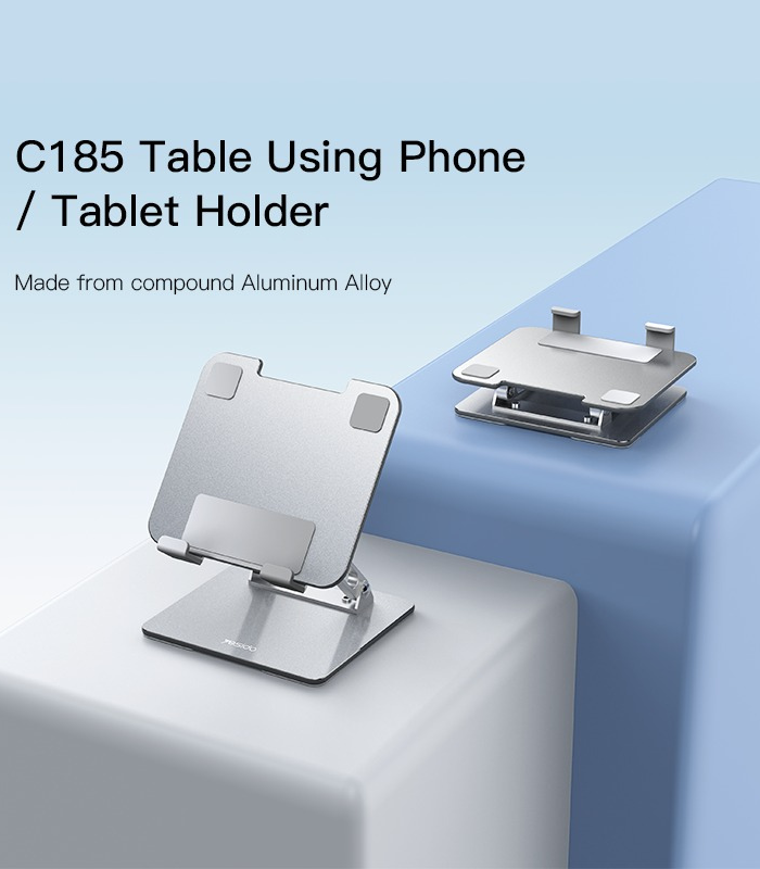bygo-yesido-c185-aluminum-adjustable-tablet-phone-stand-hero Yesido C185 Adjustable Metal Laptop Stand – Air‑Cooled, Foldable Ergonomic Riser for Offices & Studios - Image 1