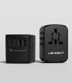 LENCENT Universal Travel Power Adapter – 5-in-1 International AC Plug with 2× USB-C, 2× USB-A & Universal Outlet (Black) - Image 2
